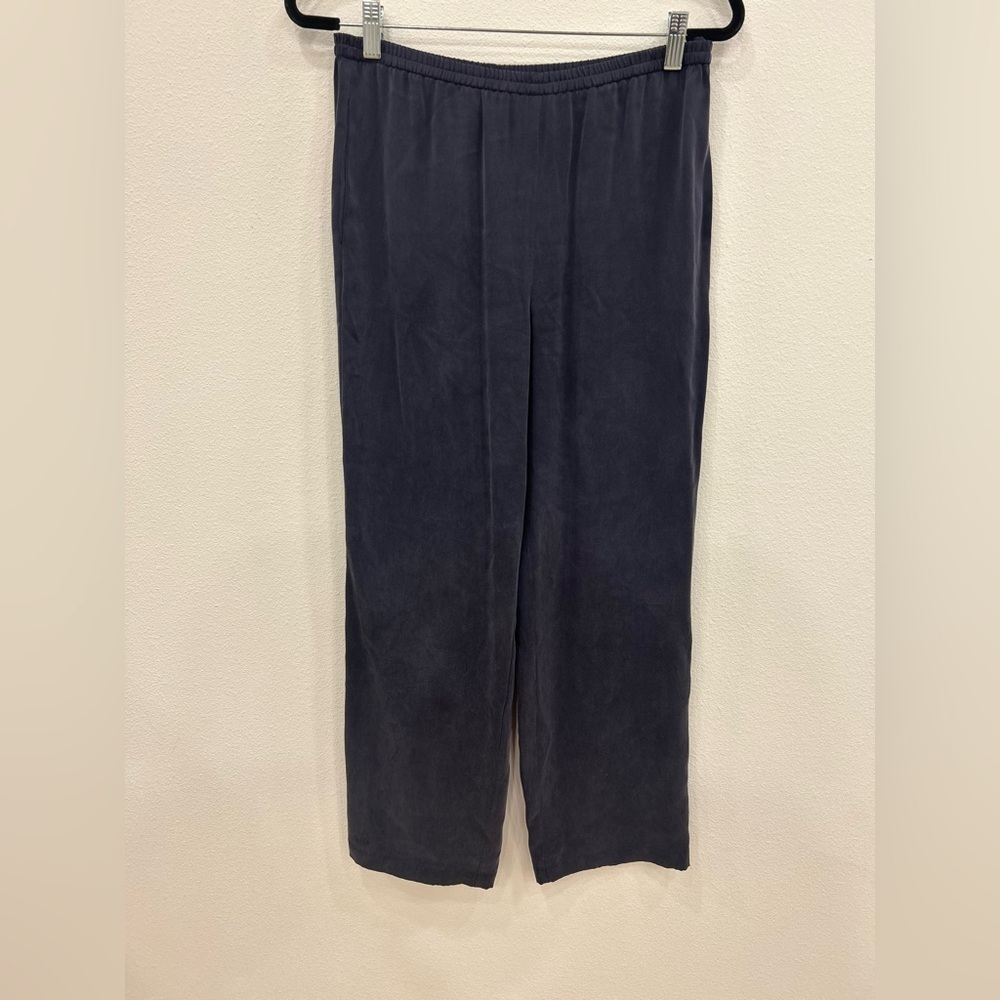 Eileen fisher 100% silk navy elastic pull on pants size XS laganlook luxury